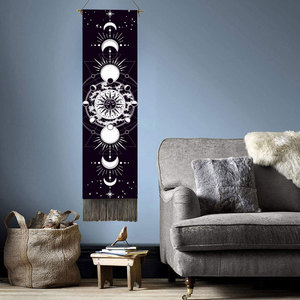 Fasi lunari Arazzo Arte Della Parete Appeso Tarocchi Stregoneria Arazzi HD Stampa Sun Moon Arazzo Psichedelico Decorazione Nappa Tappeto - Product Image 3