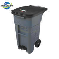 Poubelle sur pied de 240 L avec couvercle, bac à déchets en plastique HDPE écologique pour l'extérieur, pour le recyclage