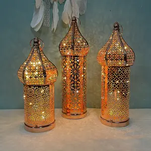 Moroccan Ramadan Lantern For 2023 Metal Crafts Ramadan Hollow Led Lamps Eid Mubarak Ramadan Decorations gift home decor