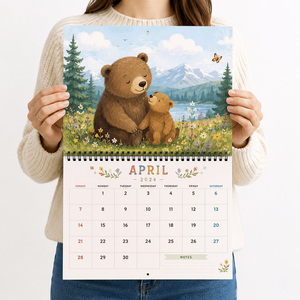 Calendario 2027 personalizado con fotos, impreso a todo color, encuadernado en espiral, para pared y escritorio. - Product Image 1