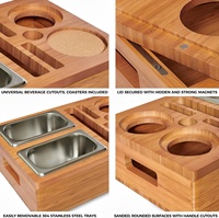 Plateau de rangement pour boissons et collations, amovible et flottant, en bambou, pour canapé