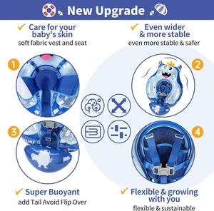 Nouveau flotteur bébé amélioré avec auvent UPF50+, siège réglable antidérapant pour piscine, pour bébés de 6 à 36 mois - Product Image 4