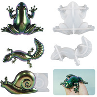 Moule en silicone sur le thème de Pâques pour bricolage cristal résine époxy petit animal ornement-grenouilles lézards escargots blanc Opp sac-outils de gâteau
