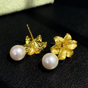 Accessoires en perles DIY 22688DIY, support vide pour boucles d'oreilles en argent S925, or/argent, boucles d'oreilles avec pendentif de 8 à 13 mm, boucles d'oreilles tendance - Product Image 4