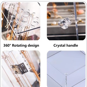 حامل قلادات أكريليك منظم للمجوهرات بـ <span class=keywords><strong>24</strong></span> خطافًا قابل للدوران حامل عرض صديق للبيئة قابل للطي لتخزين القلادات الشفافة - Product Image 4