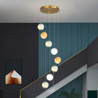 Terre Rotatif Cage D'escalier Long Lustre Duplex Bâtiment Villa Personnalité Créative Longue Ligne Loft Escalier Lumières