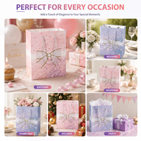 Sac cadeau en papier épais avec nœud doré dégradé, sac de shopping avec poignée en corde, élégant pour mariage, anniversaire, rangement