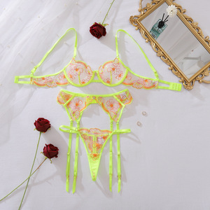 Ensemble de lingerie féminine Honey, Fantasy Floral Cyber Neon, 3 pièces, un spectacle visuel magnifique, sous-vêtements intimes pour les vacances - Product Image 6