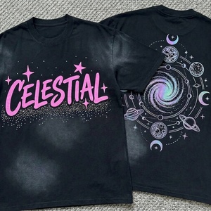 Camiseta de <span class=keywords><strong>Hombre</strong></span> con Cuello Redondo y Estampado Tie Dye, Diseño de Galaxia Celestial, Manga Corta, Informal, de Algodón - Product Image 1