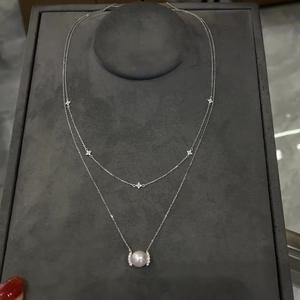 Collar de Plata de Ley S925 con Diamante de Agua en Forma de Gota de Agua Azul Marino Brillante para Mujer, Estilo Fresco y Moderno - Product Image 5