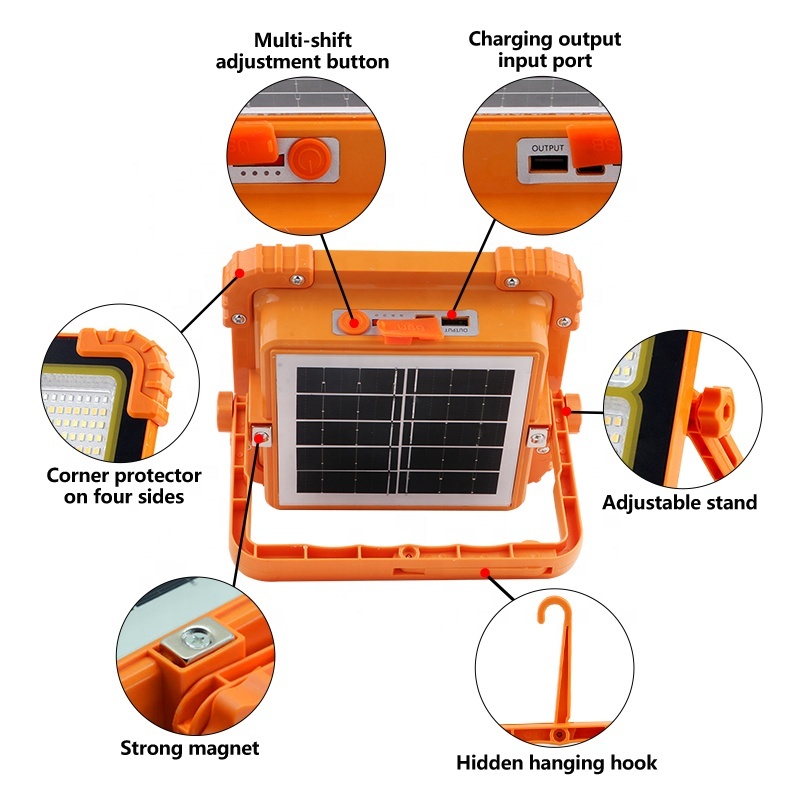High Quality Landscape COB Solar Powered LED Flood Light ABS Sun Rechargeable 40W 60W 100W