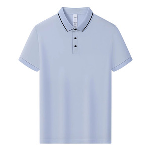 Polo Shirt Solid Color Polyester Fiber Contrast Trim Daily Wear - Product Image 3