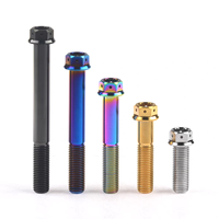 Vis en titane pour scooter électrique, à tête hexagonale, en alliage de titane TC4, revêtement couleur arc-en-ciel, tailles M4 à M8 pour la coque de la carrosserie