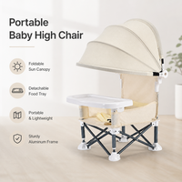 Chaise haute portable pour bébé, siège pliable pour tout-petit avec pare-soleil, plateau d'alimentation, chaise légère pour le jardin, les voyages et l'extérieur