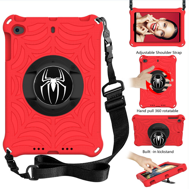 Shoulder Strap EVA Foam Metal Stand Cute Tablet case for iPad Mini 1 2 3 4 5 Kids 7.9 Inch Anti Falling Rotating Finger Holder