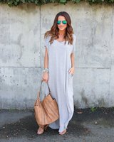 Femmes été mode col en V basique à manches courtes poche T-Shirt robe femmes décontracté ample A-ligne volants robe de plage