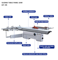 Scie à table coulissante de précision MJ45 |   Scie à panneaux pour la découpe du bois, directement de l'usine chinoise 45 ° &90 °   Scie à panneaux réglable