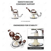 Fauteuil de barbier JOXIN avec élévateur hydraulique et accoudoirs métalliques courbés, fauteuil de barbier classique pour services de rasage traditionnels