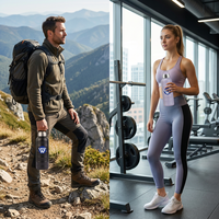 Bouteille d'eau sport isotherme à double paroi en acier inoxydable SUS 304 avec poignée en D, idéale pour le camping en extérieur, cadeau