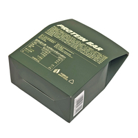 Emballage de barres protéinées, boîte en papier écologique recyclable, boîte de vente au détail verte, couleur personnalisée, laminage mat, pliage trapézoïdal, carton