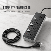 Multiprise industrielle indépendante 3 prises 2 USB-A 1 USB-C avec prise standard américaine pour le Nigéria, Dubaï, l'Égypte et l'Arabie Saoudite