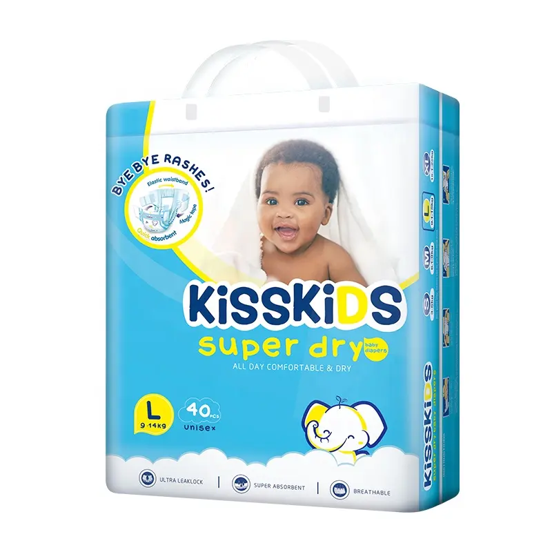 Kisskids ब्रांडों सस्ते रात नरम सांस नवजात शिशु लंगोट डिस्पोजेबल डायपर