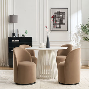 Sedia Girevole a Pozzetto Imbottita in Tessuto di Velluto dal Design Moderno per <span class=keywords><strong>Sala</strong></span> <span class=keywords><strong>da</strong></span> <span class=keywords><strong>Pranzo</strong></span> e Soggiorno - Product Image 3