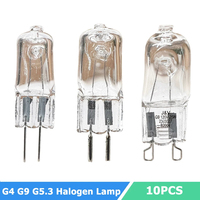10 pièces G4 G9 lampe halogène DC12V AC220V Mini 20W 3000K blanc chaud ampoule halogène 360 éclairage pour la décoration de la maison