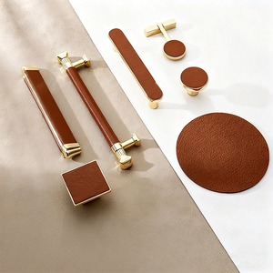 Puxador de Armário em Couro com Fecho Francês, Estilo Americano em Couro Genuíno, Vermelho Retro para Quarto e Cozinha - Product Image 2