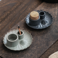 Support en céramique Wabi-Sabi japonais pour Palo Santo – Plaque de combustion rituelle multifonctionnelle pour fumigation, méditation et décoration intérieure