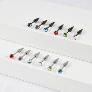 Colgante de cuentas de acero inoxidable multicolor, barra recta, perno para hueso del oído con cono puntiagudo, Piercing para trago a la moda, joyería para el cuerpo - Product Image 2