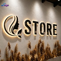 Enseigne LED 3D personnalisée en acier inoxydable rétroéclairée avec transformateur pour maison, bureau, centre commercial, magasin, salon de beauté, spa, hôtel, bâtiments commerciaux, télécommande