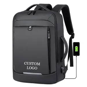 Mochila escolar de carregamento USB à prova d'água para laptop mochila multifuncional suíça 40L grande capacidade expansível 17"