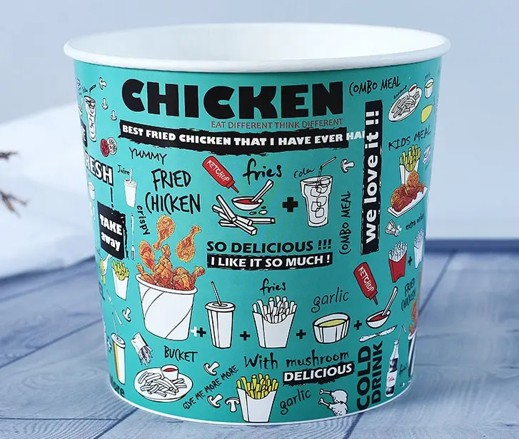 85oz 150oz KFC Fried Chicken Paper Bucket Kraft White Paper Bucket and Paper Lid with Your Own Logo Printed