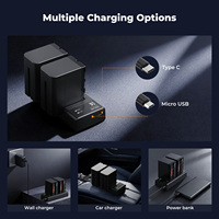 K&F Concept 2 Paket Baterai Kamera Daya Tinggi 6600mAh NP-F970 dan Set Pengisi Daya LED untuk Sony NP-F550 F570 F750 F770 F930 F950 F960