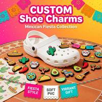 Breloques de chaussures en PVC personnalisées en gros, thème Fiesta Mexicaine : Cactus, Sombrero, Maraca en sucre, pour la décoration de sabots et les fêtes du Jour des Morts