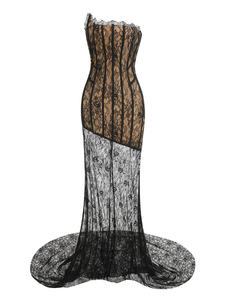 SS2448 moda Sexy encaje sin tirantes Maxi elegante corsé Fishbone ver a través de traje desmontable conjunto para mujer fiesta - Product Image 1