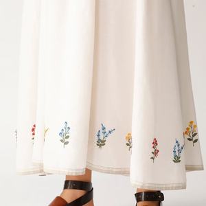 Vestidos de Verano de Nuevo Diseño para Mujer, Vestidos Casuales sin Mangas, Holgados y Modestos con Bordado Floral, Vestido Maxi de Lino y Algodón - Product Image 5