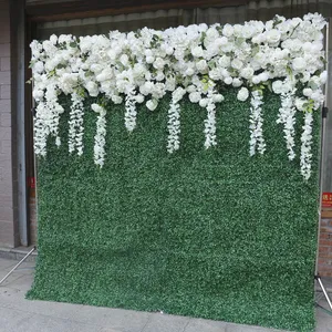 Tema festa di compleanno 3d 5d rose lFlower Panel Wall Roll Up tenda Fake Grass Wall Decor fondale Stand per eventi di nozze