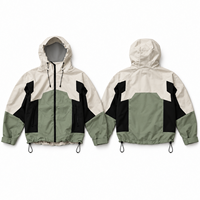 Veste coupe-vent à capuche pour homme, personnalisée, à blocs de couleur, fermeture éclair intégrale, streetwear décontracté, veste technique