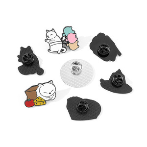 Broche de Metal con Diseño de Gato Negro y Blanco, Creativo y Divertido, Estilo <span class=keywords><strong>Dorky</strong></span> Donut, en Oferta - Product Image 2