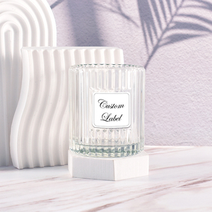 Nouveau produit 8oz 230ml délicat rayé carré étiquette espace résistant à la chaleur bougie pot pour la maison hôtel - Product Image 4