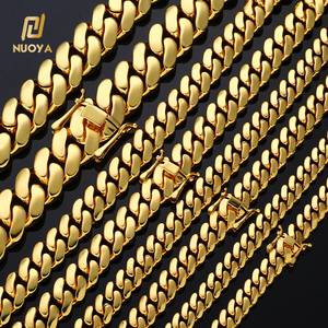 Cadena Cubana Miami NUOYA Personalizada de 10/12/15/19/22mm para <span class=keywords><strong>Hombre</strong></span>, Chapada en <span class=keywords><strong>Oro</strong></span> de 18K, Joyería Hip Hop, Cadenas Cubanas al por Mayor - Product Image 3