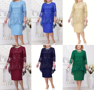 Vestido Formal Africano Personalizado OEM para <span class=keywords><strong>Mujer</strong></span>, con Encaje Bordado, Manga Corta, Corte Entallado, Otoño, Manga 3/4 - Product Image 1