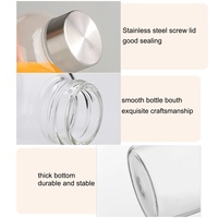 Bouteille d'eau en verre cylindrique 300ml 500ml 700ml 1000ml, bouteille à boisson en verre transparent réutilisable, bouchon en acier inoxydable, anti-fuite, sans BPA