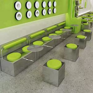 Mesas y Sillas de Acero Inoxidable para Restaurante, Mesa y Sillas para Cafetería, Bar, Restaurante, Juego de Muebles para Cafetería - Product Image 1