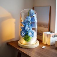 Lampu Hias Rajut Botu, Terbuat Tangan, Dilengkapi Bunga Kering, Hiasan Lampu Malam Rajutan, Model Botol Apung, Buatan Cina