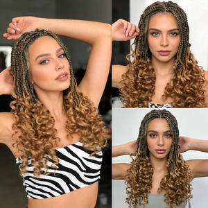 Treccine Box Braids Trasparenti in Pizzo Stile Boho Senza Nodi con Punte Riccioline e Baby Hair da Donna, 18 Pollici, per Capelli Neri o Biondo Miele - Product Image 5