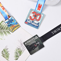 Médailles de course en métal avec cœur rotatif, médailles de marathon personnalisées à dégradé, vente en gros