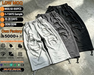 Pantalon de survêtement homme surdimensionné en molleton bouclette délavé à l'acide, coupe large et évasée, rayé, personnalisé par le fabricant - Product Image 1